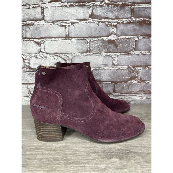 UGG Bandera Purple Plum Suede Back Zip Ankle Bootie Heel Boots Women 7M US/38EU - Picture 1 of 16